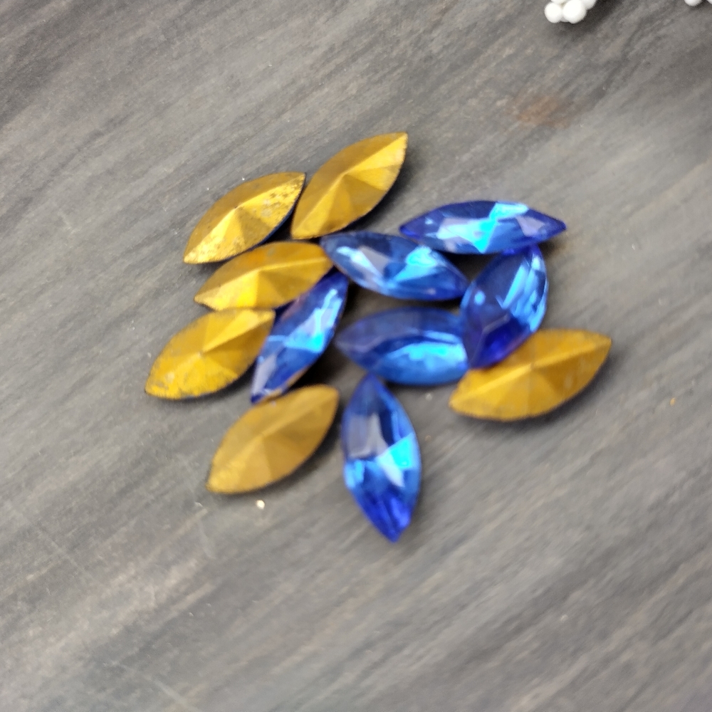 Vintage Sapphire Navettes For Jewelry Making 20 Stones Per Set